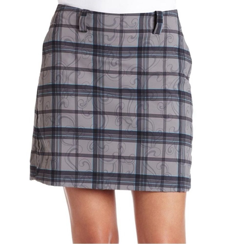 NIKE GOLF Women's Dri-Fit Golf Plaid Skort Skirt Size 10 Gray Blue